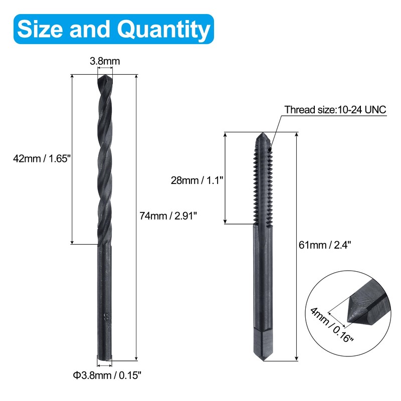 sourcing map Tap and Drill Bit Set, 1pcs 10-24 UNC
