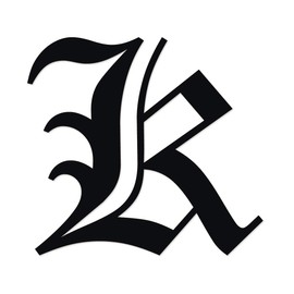 Applicable Pun Old English Letter K - Vinyl Decal for Outdoor Use on Cars, ATV, Boats, Windows and More - Black 3 Inches Tall