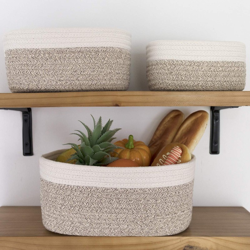 LA JOLIE MUSE Storage Baskets, Cotton Rope Woven Bathroom Storage