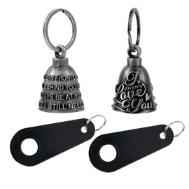 【2Pack】Motorcycle Bells for Biker Good Luck Riding Bells with Hanger Motorcycle Accessory or Keychain for Luck Gift for Rider (2, I Still Need You+I Fucking Love You)