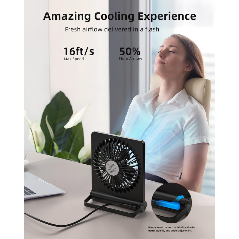 Koonie USB Fan, Strong Wind Ultra Quiet Small Desk Fan