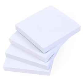 Evergreen Goods 4 Pads White Sticky Notes - 100 Sheets per Pad (76x76mm) - Clean and Minimalist Design for Office Memos, Study Notes, and Organised Reminders