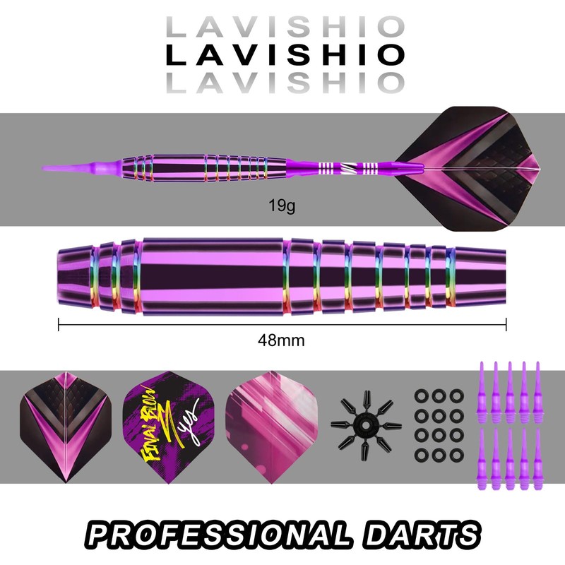 Lavishio Professional Soft Head Dart Set 19g Plastic Dart Heads,