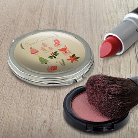 Making Christmas Merry with Cookies Holly Fox Compact Travel Purse Handbag Makeup Mirror