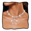 JEAIRTS Rhinestone Star Pendant Choker Necklace Sparkly Collar for Women