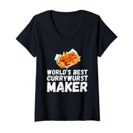Womens Funny Currywurst Lover V-Neck T-Shirt