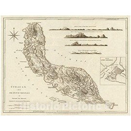 Historic Map - Regional Atlas - 1775 Curacao. - Vintage Wall Art - 30in x 24in