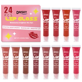 Dmsky 24 Pack Lip Gloss Set, 12 Colors Lip Oil for Dry Cracked Lips, Moisturizing Lip Gloss for Women Girls
