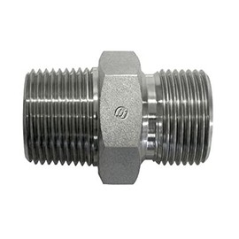 Brennan Industries 7032-08-08 Steel Straight Nipple Conversion Adapter Fitting, 1/2"-14 Male NPTF x 1/2-14 Male BSPP