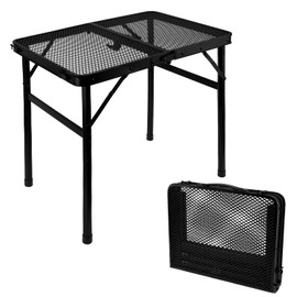 NQEUEPN Folding Grill Table, Camping Table 2ft Metal Collapsible Grill Table Height Adjustable Lightweight & Portable Grill Stand Table with Mesh Desktop for Outdoor Picnic BBQ Camping Beach RV