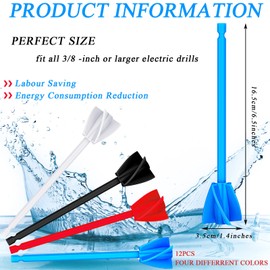 12 Pieces Epoxy Mixer Attachment for Drill Helix Paint Mixer Reusable Paint Stirrers Drill Attachment for Resin for Jewelry Resin Casting Molds (Red, Blue, Black, White)