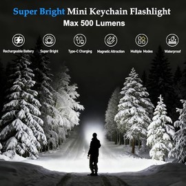 2PACK EDC Keychain Flashlight - Super Bright Mini Keychain Light with Hat Clip, Magnetic Base, Rechargeable Small Pocket Flash Lights for Emergency,Outdoor Activities,Walking Dog