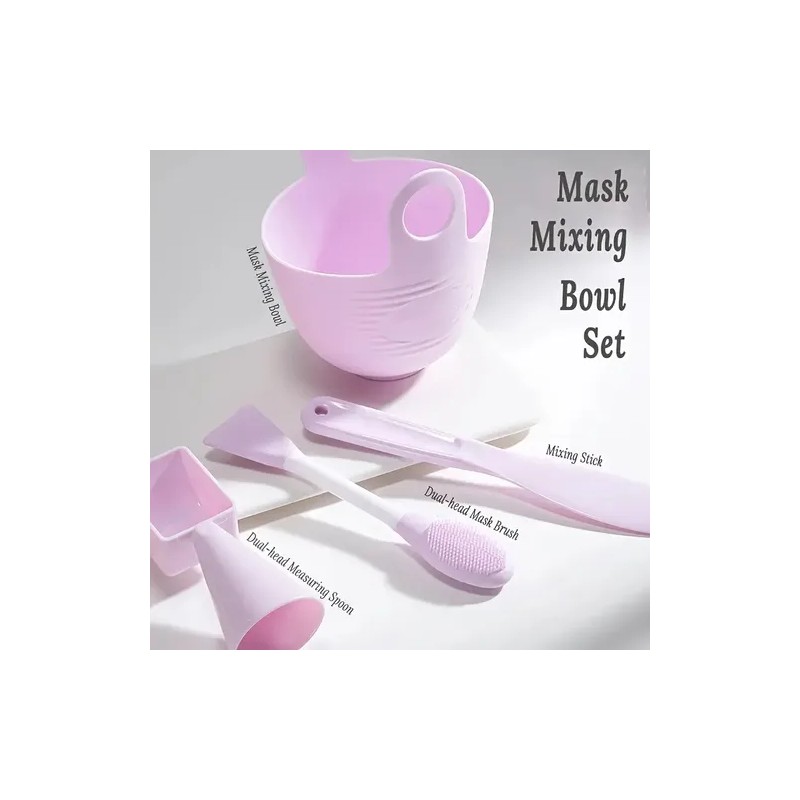 Kit Silicón Bowl Preparación Mascarilla Facial Lila