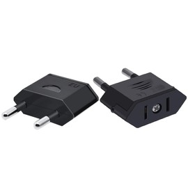 JORINDO(Black-2pcs) EU to US,European Travel Convert Plug，CN/US 2 Holes to EU 2 Cylindrical Plug，CN US to EU Plug Adapter AC Converter American China to EU Euro Europe Travel Power Adapter