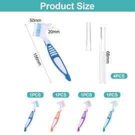 4 Pcs Denture Cleaning Brushes and 4 Pcs Interdental Brushes, Braces Cleaning Tools, Denture Care Tools, Denture Accessories