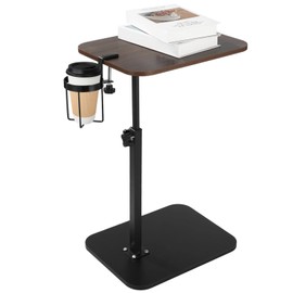 Joyoolife Rotating C Shaped Side Table with Cup Holder, Adjustable Height Sofa Side Table, 360 Swivel Tray Table, Slide Under Couch End Table for Bedside, Laptop, Small Space