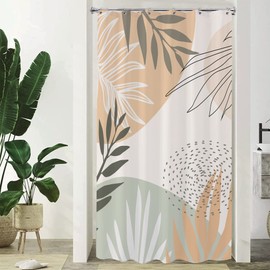 Laifzere Stall Small Shower Curtain Sage Green Abstract Boho Shower Curtain for Bathroom Set Half Narrow Walkin Standing Fabric Waterproof Shower Curtain for Bathtub Decoration 39x72 Inch with Hooks