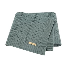 mimixiong Soft Newborn Blanket, 100% Cotton Knitted Cellular Baby Blankets for Newborns, Boys, Girls, 90 x 70 cm (Green)