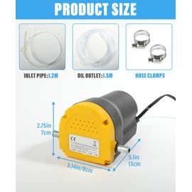 Zlirfy Oil Change Pump Extractor,12V 60W Oil Fluid Pump Extractor Scavenge Oil Suction Pump,Diesel Fluid Scavenge Suction Oil Transfer Pump,Oil Change Pump for Car Boat Motorbike Tractor Truck RV ATV