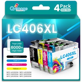 LC406XL Ink Cartridges for Brother LC 406XL LC406XL LC406 High Yield Work for Brother MFC-J4535DW MFC-J4335DW MFC-J5855DW MFC-J6555DW MFC-J6955DW Printer (Black, Cyan, Magenta, Yellow, 4 Pack)