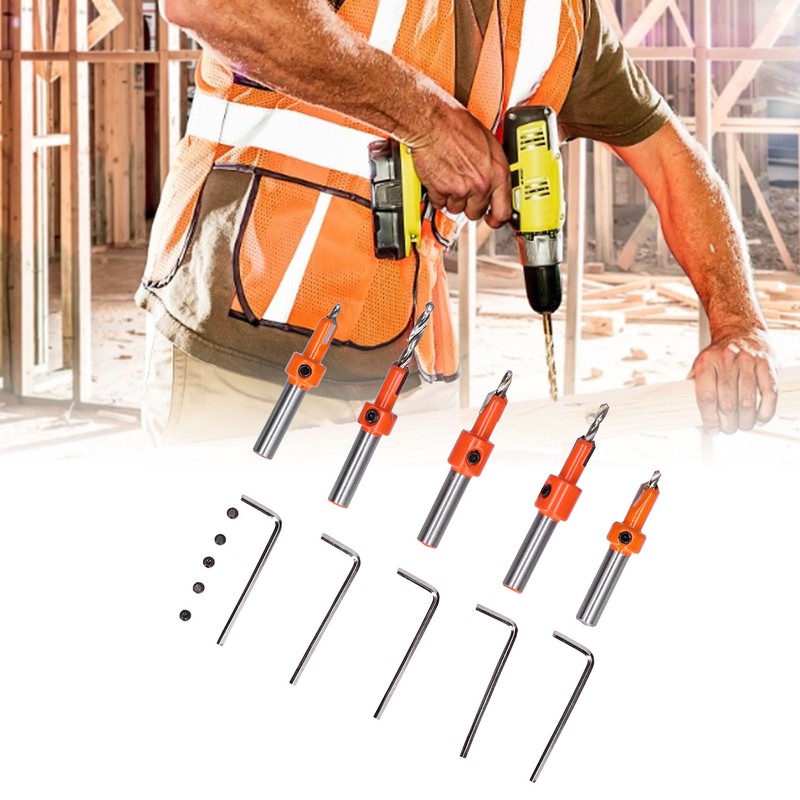 5Pcs Countersink Drill Bit Set High Hardness Strong Cutting Force