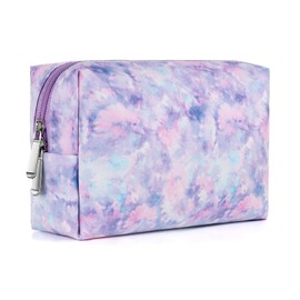 Vipdeal Makeup Bag For Girls, Travel Cosmetic Bag For Teens Girls Kids Cute Small Makeup Bag for Purse Waterproof Zipper Pouch, Tie Dye Purple