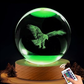 Shellvcase Eagle Gifts for Men, 3.15in 3D Eagle Crystal Ball Lamp with Remote Control, Eagle Scout Gifts, Eagle Decor for Eagle Lovers, Eagle Stuff Birthday Christmas Father Day for Eagle Lovers