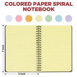8 Pack Spiral Notebook – 5” x 7” Black PVC Cover College Ruled Journals, 100 Sheets/200 Pages – 7 Colors Vibrant Lined Paper Memo Pads for Learning Space, Office, and Gifting