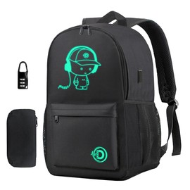 Dracarys Upgrade Luminous School Backpack Bookbag, Durable Wider Straps Lightweight School Bag, 15.6 Inch Laptop Large Capacity Rucksack with USB Charging Port and Pencil Case for Boys Girls Students