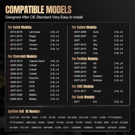 SYKRSS Set of 4 UF491 Ignition Coil Pack Compatible with Buick Regal Verano Compatible with Chevy Equinox HHR Malibu Cobalt, Aura Ion Sky Vue L4 Replaces DG508 D522C 52-1850 DG481
