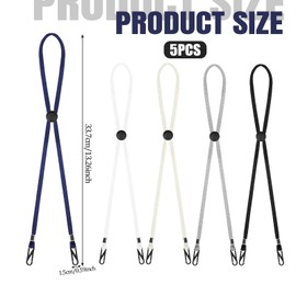 YQQYG 5PCS Hat Strap Clips, Adjustable Hat Retainer Clips Cap Clip Removable Chin Cord for Outdoor Activities, Anti-Lost and Anti-Wind Golfing Fishing Boating Unisex