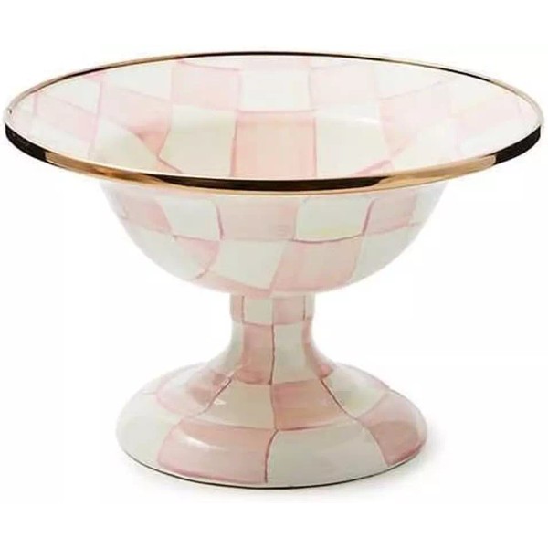 Enamel Compote, Cute Enamel Pedestal Serving Dish or Decorative Bowl,
