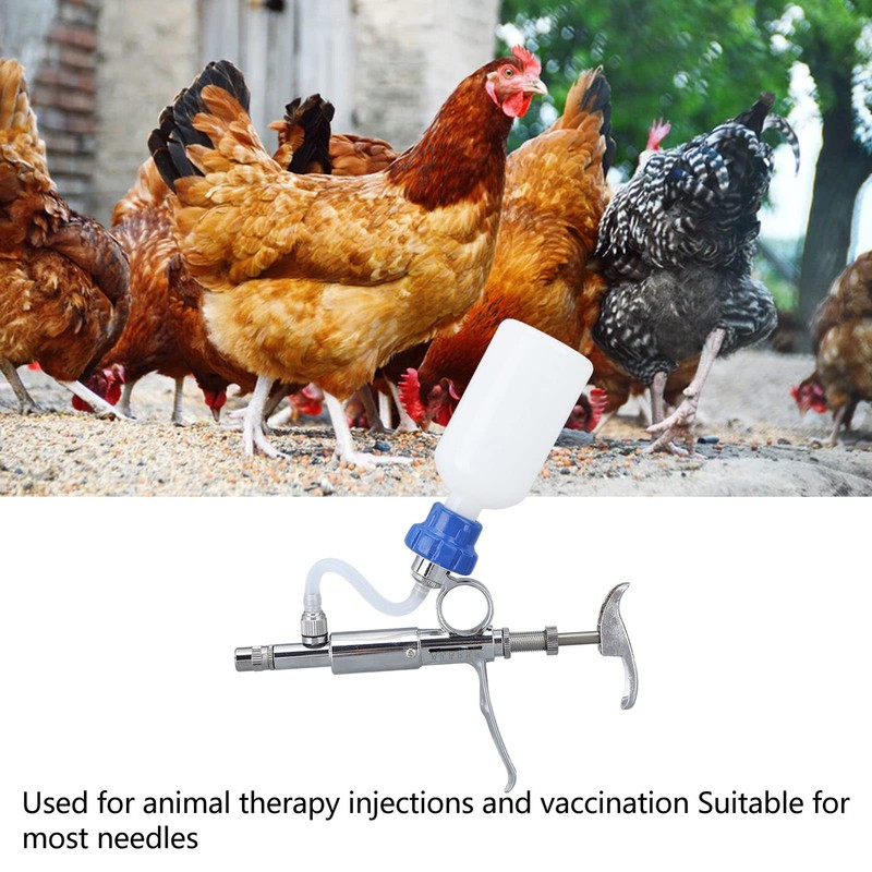 Adjustable Continuous Injection Syringe - Stainless Steel/Plastic Animal Syringe -