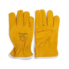 SupremePlus Premium Leather Work Gloves Men & Women - 2X Large - 1 Pair - Lightweight Goatskin Driving Gloves Men - Keystone Thumb, Abrasion Resistance - Cut & Sew Construction Gloves - Yellow