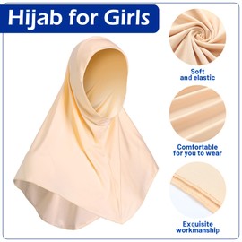 Cozypower 4 Pcs Hijab Muslim for Girls Kids Head Scarf Shawls Neck Wrap Kids Headscarf Turban Ready to Wear Easy Instant