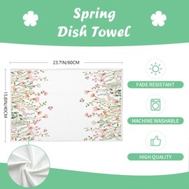 YUNHENTONG Spring Tea Towels, Pack of 2 Kitchen Towels, Funny Tea Towel, Kitchen Towels, Flowers Dish Towels for Spring Kitchen Utensils, 40 x 60 cm (Pink)