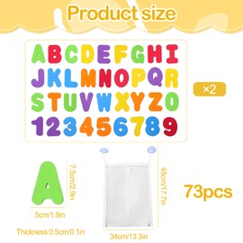Baby Bath Toys,72 Pcs Foam Bath Letters,1 Mesh Bath Toy Storage Organiser Bag,Removable Bath Letters Educational Alphabet Toys Soft Bath Number Toys For Learning Letters And Numbers