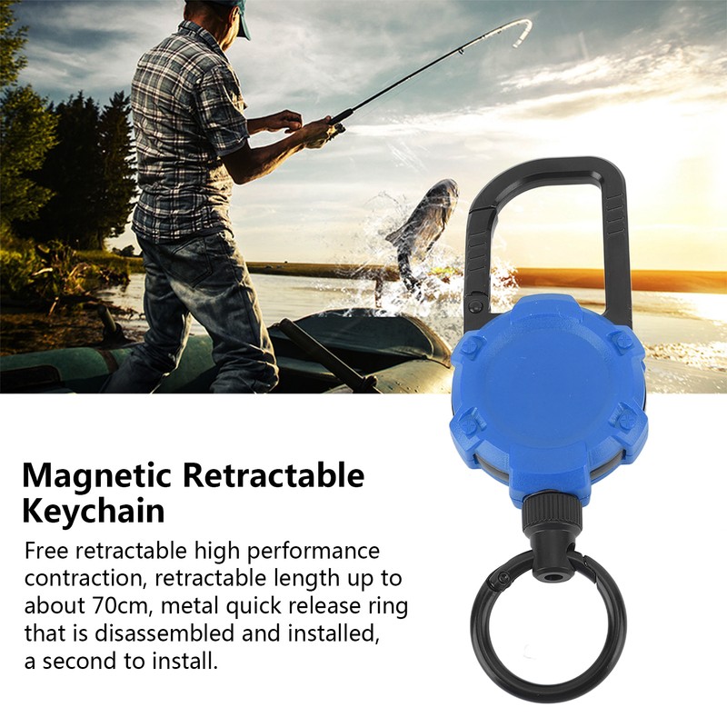 Magnetic Retractable Keychain Stainless Steel Wire Easy Pull Buckle Carabiner