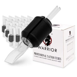 WARRIOR Tattoo Grip Tubes, Disposable Tattoo Grip with Long Tip, Made of Soft Rubber, Non-Slip, 30 mm, Magnum Flat, Pack of 15 (1.2/23F)