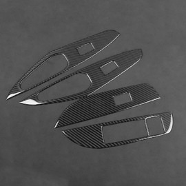 PJFUS Compatible with Toyota Corolla 2019-2025/Corolla Cross 2021-2024 Real Black Carbon Fiber Car Power Window Switch Control Button Panel Decoration Trim Sticker Auto Interior Accessories Black