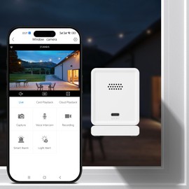 Window Camera, 3MP 2K Home Security Camera for Indoor Glass Monitoring, 2.4GHz & 5GHz WiFi Wireless, AI Color Night Vision, Human & Motion Detection, 24/7 Recording, Easy & Quick Window Mount (1 Pack)