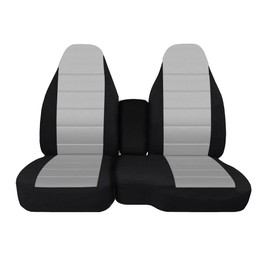 ESMING 60/40 Front Split Bench Seat Covers with Console Armrest Truck Seat Cover Fit for Chevy Colorado GMC Canyon 2004 2005 2006 2007 2008 2009 2010 2011 2012-Light Gray