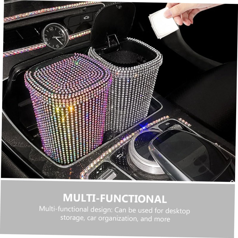 CIYODO Car Trash Bin Lid Compact Cup Holder Waste Container