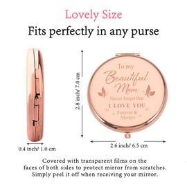 Lucullan Lepole Mom Gifts from Daughter Rose Gold Compact Mirror Gifts for Mom Birthday Gifts for Mom from Son Mother of The Bride Gifts Mother in Law Stocking Stuffers for Women