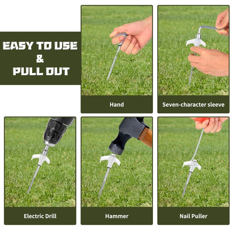 NPFVKSA 8”Heavy Duty Camping Tent Stakes 20 Pieces,Heavy Duty Tent