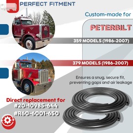 13.5 Foot 1100 Series Cab Door Rubber Weather Stripping Fits for Peterbilt 359, 377, 379, 330, 360, 370, 380 (1986-2007), Replace # 20-10985-644, R60-6001-650 Car Door Seal, 2PCS