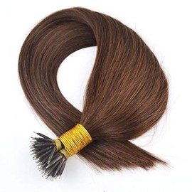 Nano Ring Hair Extensions Medium Brown #4 Colour 16, 18, 20, 22 Inches Long. 100% Remy Human Hair with Nano beads included! (20" Length)
