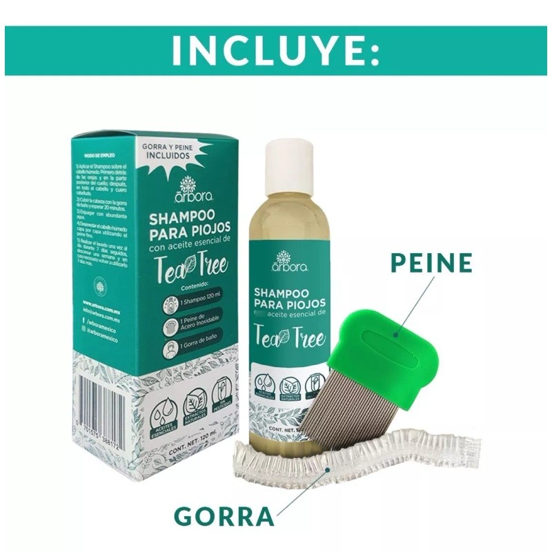 Arbora Shampoo De Piojos Con Tea Tree + Neem Incluye