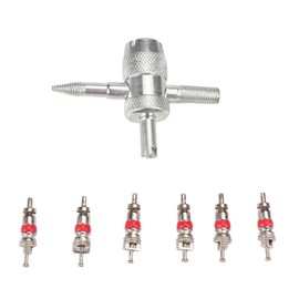 Namvo 4-Way Valve Tool with 6 Brass Valve Cores Fit for All Vehicle AMD Air Conditioning Units