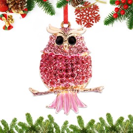BIZIBAFF Owl Christmas Ornament 2024 Pink Owl Ornament for Christmas Tree Decorations Christmas Keepsake Gifts for Owl Animals Lovers Metal Owl Gifts for Women Men Kids Teen Girls Teen Boys